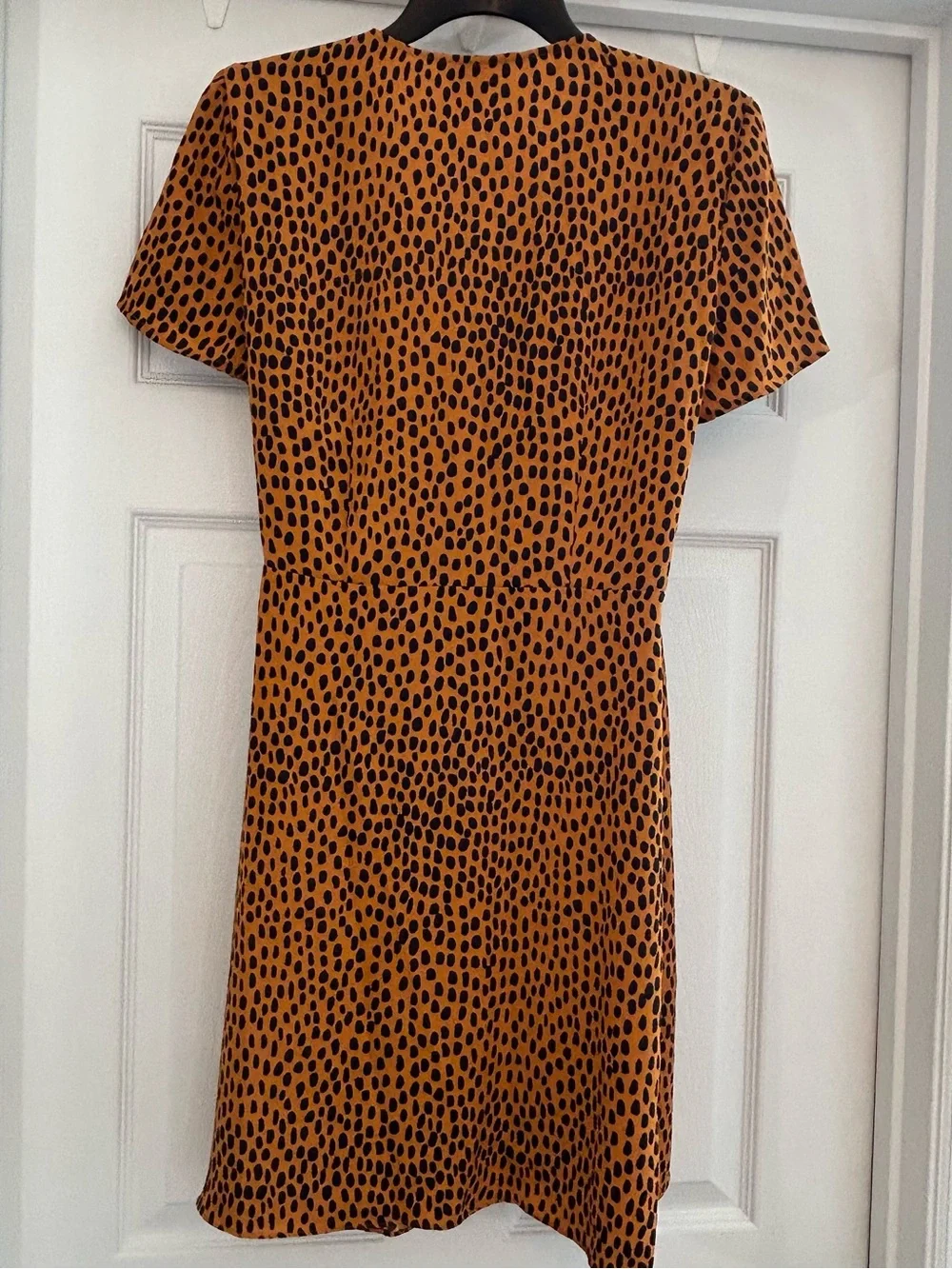 J.Crew drapey twill wrap orange & navy dress size 6
